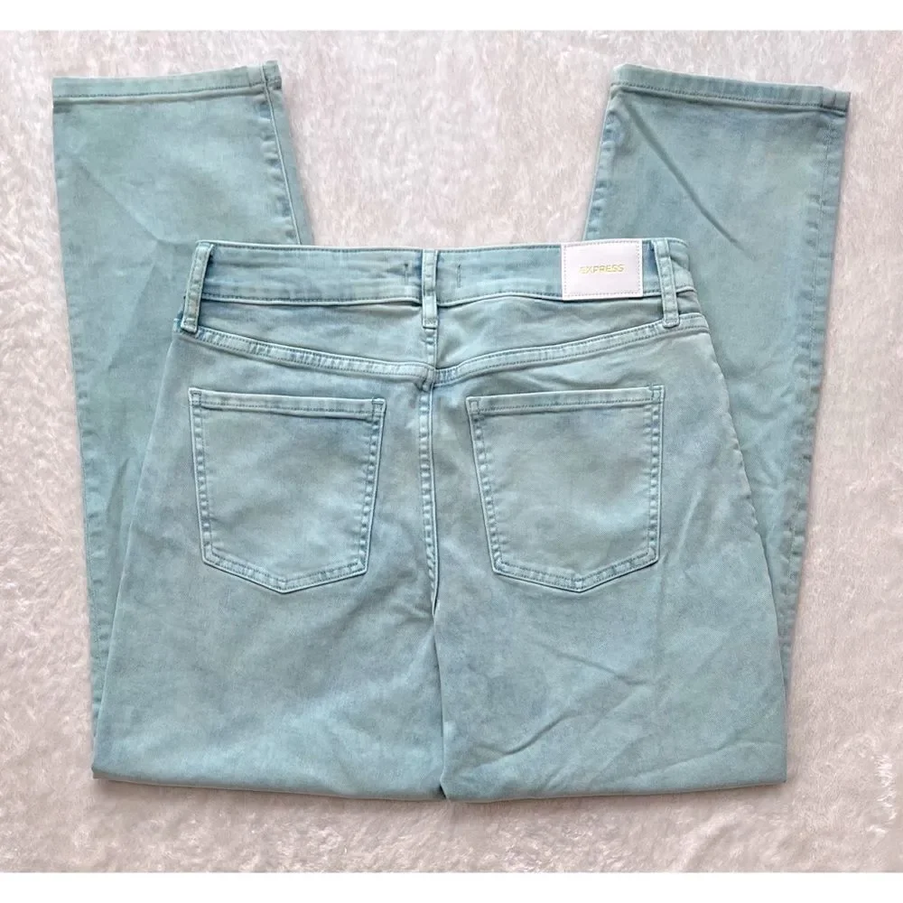 NWT Express Mid Rise Mint Green Tinted Boyfriend Jeans, Size 8R